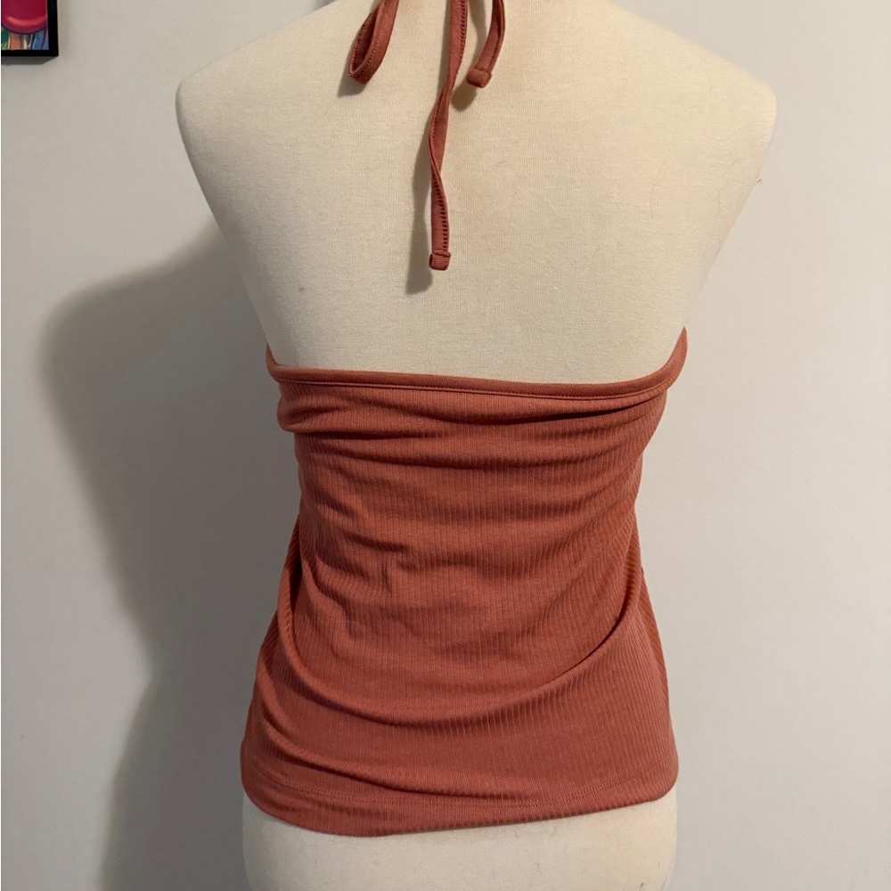 Old Navy Women's Ribbed Halter Tank Top - Terracotta - Picture 2 of 6